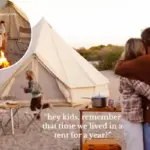 Een gezin van vijf leeft in een tent, kookt op het strand en reist rond