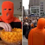 ‘Cheeseball Man’ trekt honderden kijkers in New York: Held eet gigantische pot kaasbolletjes leeg