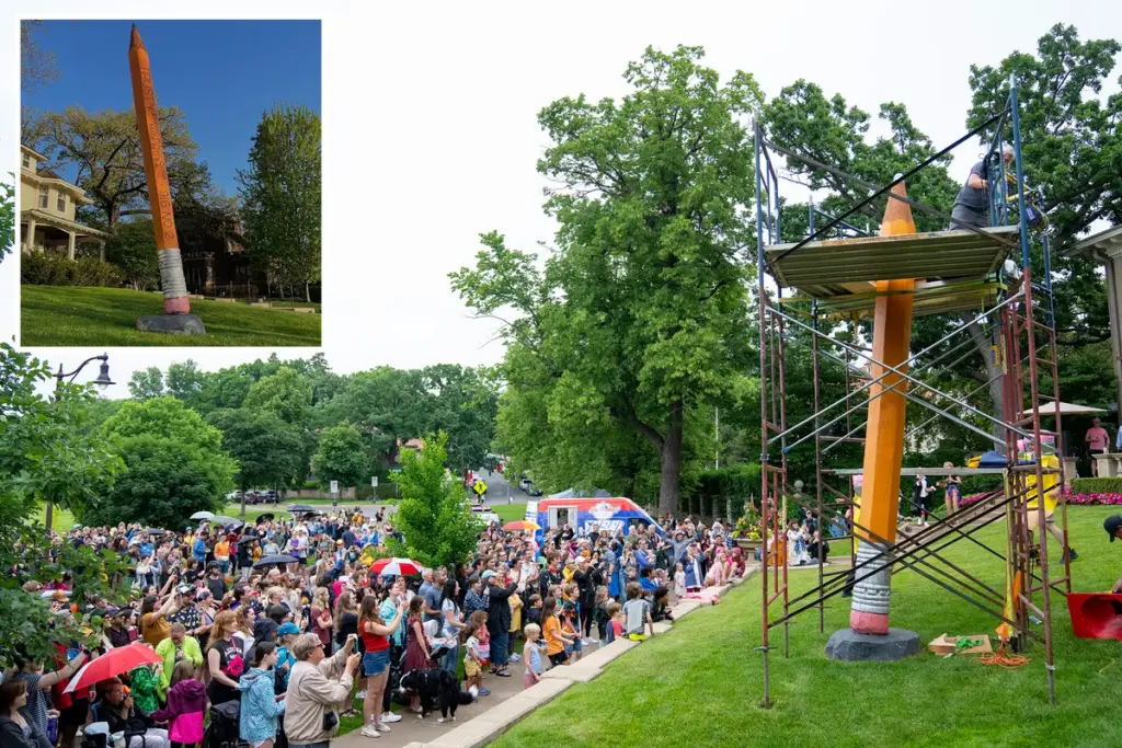 Het jaarlijkse slijpritueel van Minneapolis’ gigantische potlood