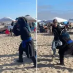 Felle furries slaan terug na betrapte man die hen filmt op het strand