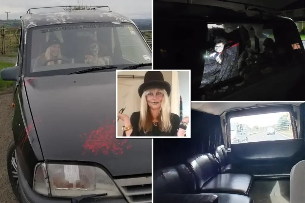 Halloween-fan bouwt uitvaartwagen Hetty om tot griezelige camper