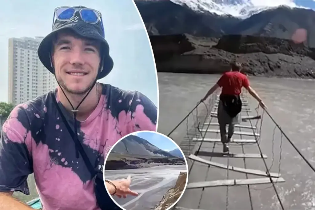 Waaghalzige avonturier steekt ‘gevaarlijkste brug ter wereld’ over