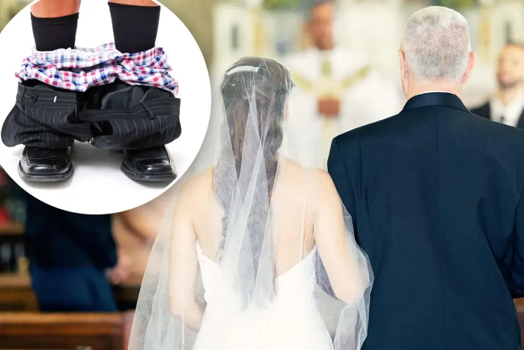 Vader van bruid zorgt voor opvallende kledingblunder tijdens de ceremonie