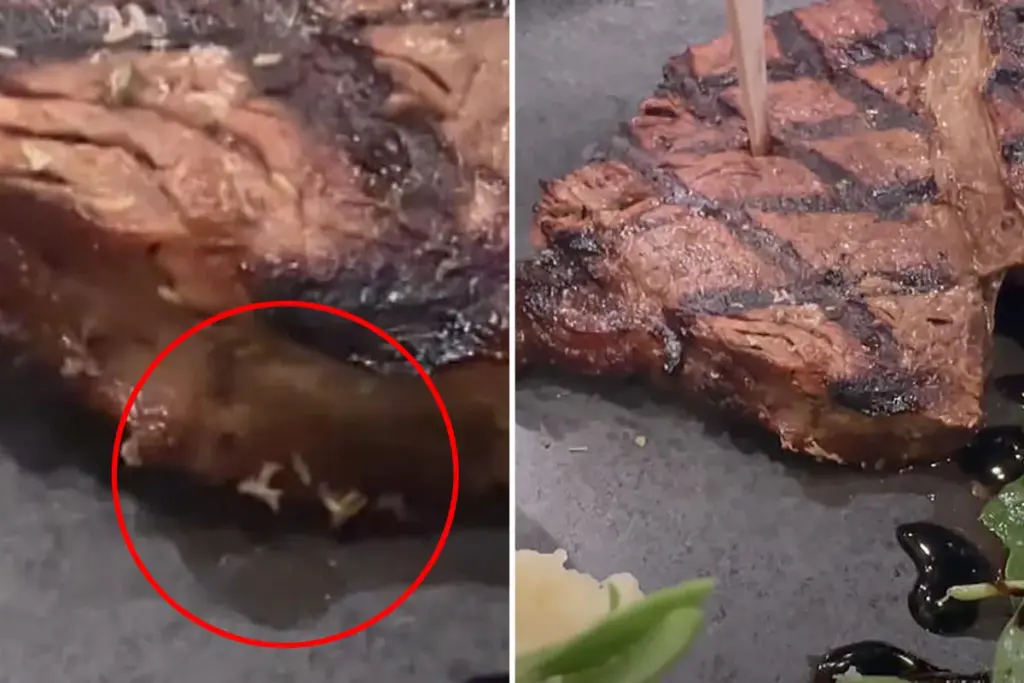 Vrouw doet schokkende ontdekking bij steakhouse: er beweegt iets in haar steak