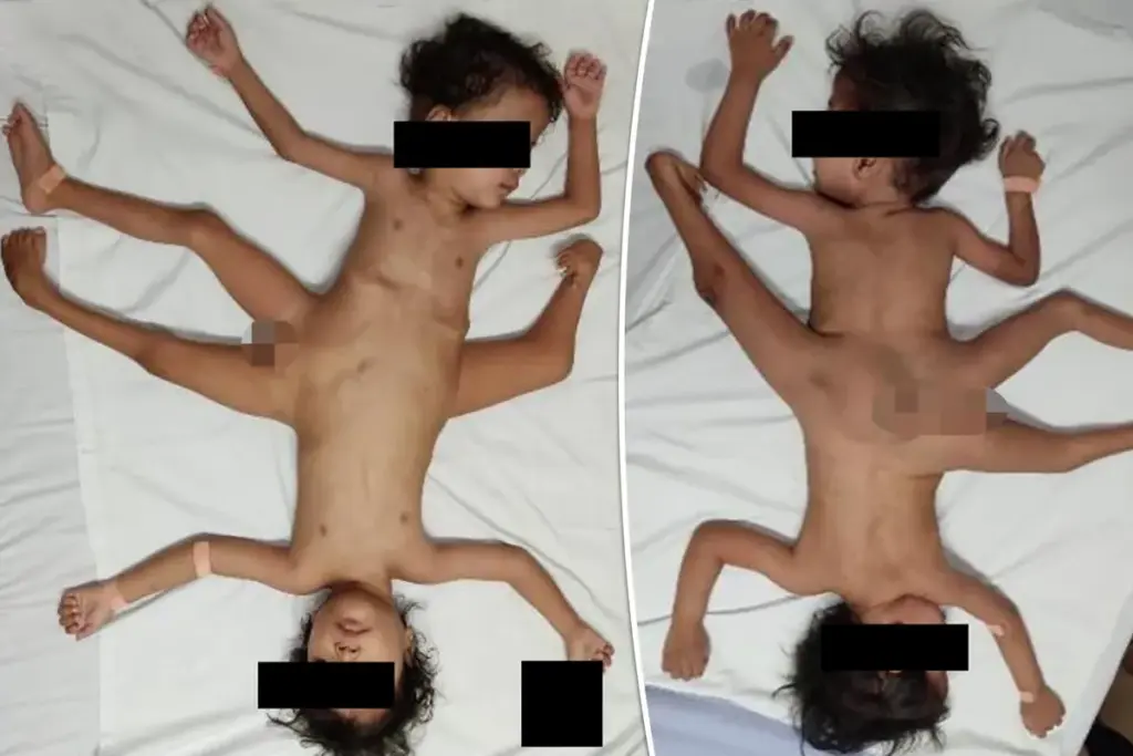 Superzeldzame ‘spinnentweeling’ in Indonesië: drie benen, vier armen en één penis