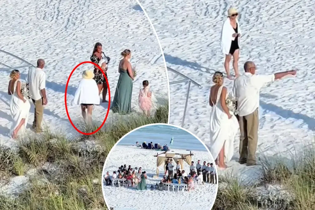 Vrouw wandelt dwars door strandbruiloft en zet discussie over strand-etiquette aan
