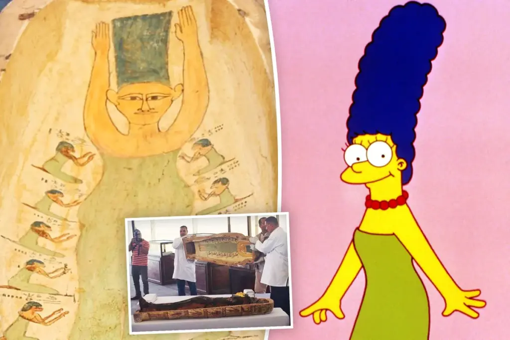Opgegraven mummiekist in Egypte lijkt opvallend veel op Marge Simpson