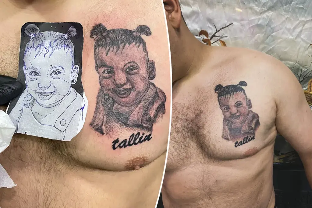 Tatoeëerder krijgt kritiek op demonisch babyportret – reacties gaan los op social media